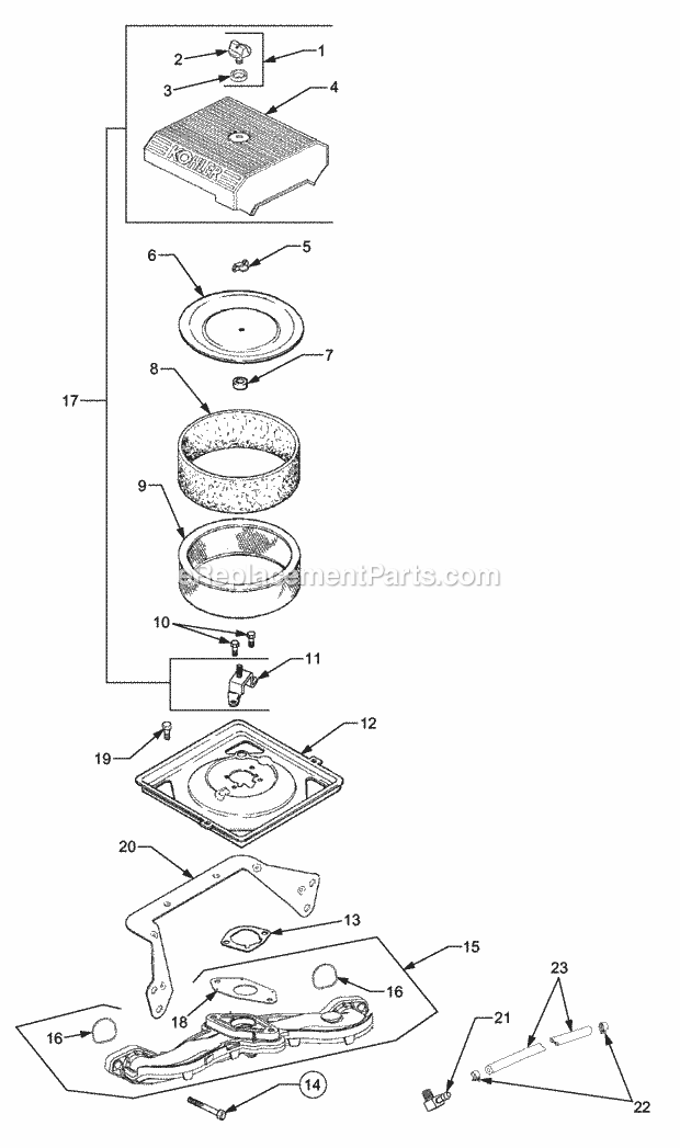 Air Intake Diagram and Parts List for GT3204 14A-671-710 Cub Cadet Lawn Tractor